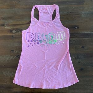 ✅ Jenni light pink racerback sleep tank top with graphic DREAM and stars